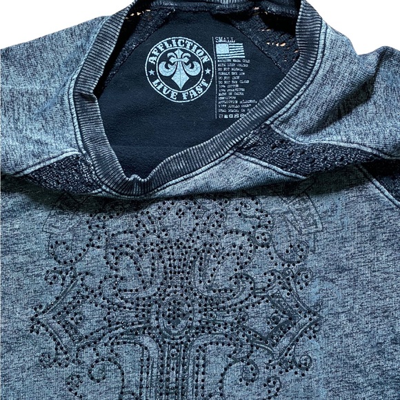 Affliction Live Fast Distressed Rhinestones Embellished Women's Sweatshirt Sz S - Picture 8 of 12